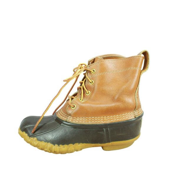 Vintage LL Bean Brown Leather Lace Up Insulated Ankle Duck Boots Size 6 M - Picture 1 of 9